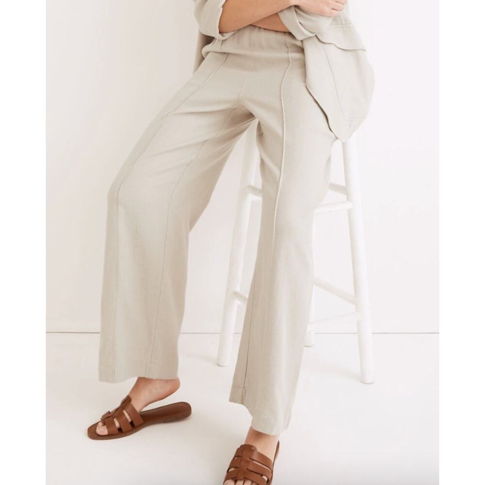 Madewell Women's Tall Breezewoven Pull-On High-Rise Straight‎ Pants Green Small